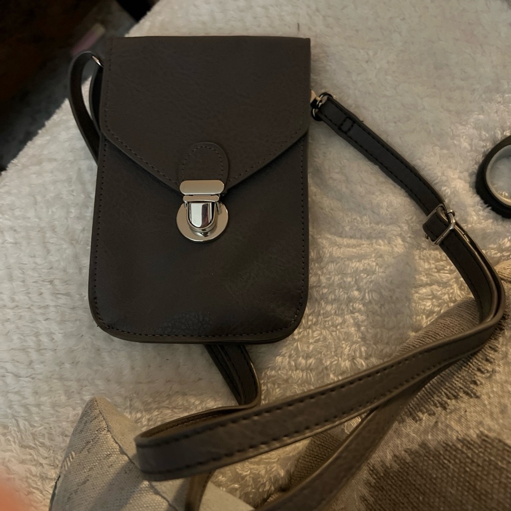 Phone Crossbody Bag Touchscreen Pocket Dark Gray Travel Purse New - Picture 3 of 6